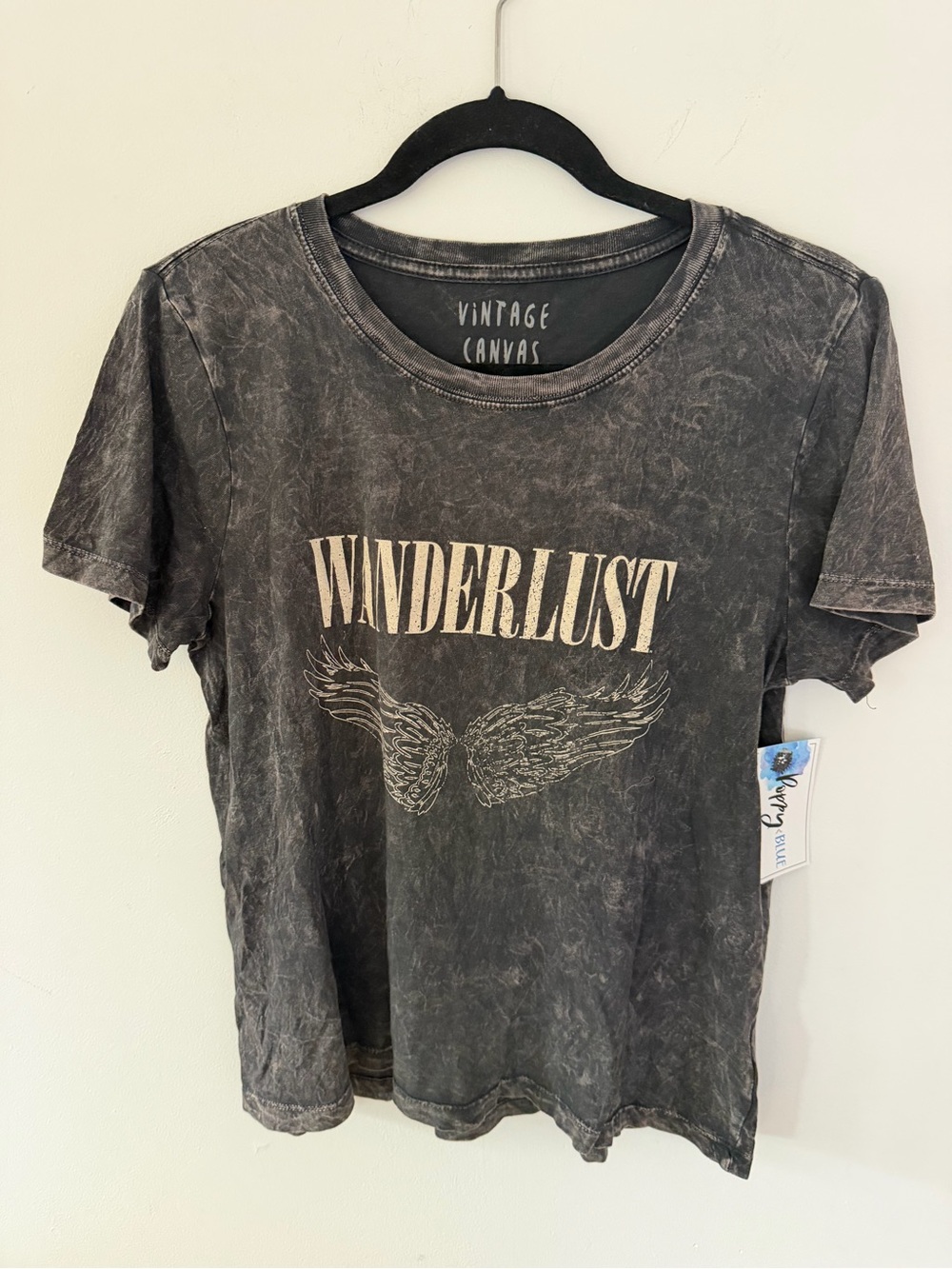 Vintage Canvas Black 'Wanderlust' Graphic Short Sleeve Tee